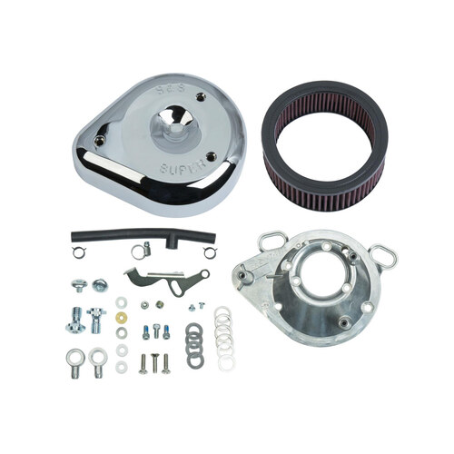 S&S Cycle SS17-0404 Teardrop Air Cleaner Kit Chrome for Big Twin 92-99/Sportster 91-03 Models w/S&S Super E/G Carburettor