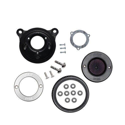 S&S Cycle SS170-0716 Air Stinger Stealth Air Cleaner Kit Brushed S&S Ring for Big Twin 93-17 w/CV Carb or Cable Operated Delphi EFI