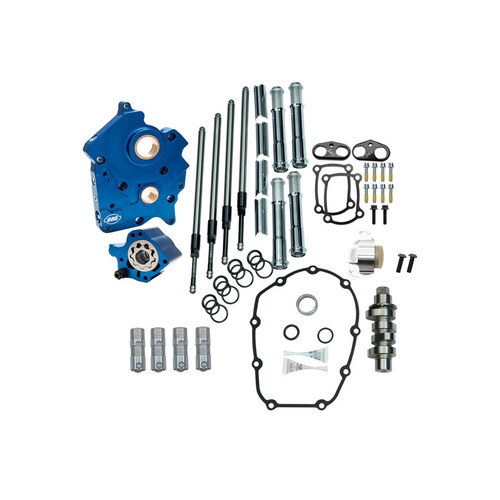 S&S Cycle SS310-1004A Cam Chest Kit w/475C Chain Drive Camshafts Chrome w/Pushrod Covers for Softail 18-Up/Touring 17-Up w/Oil Cooled Engines