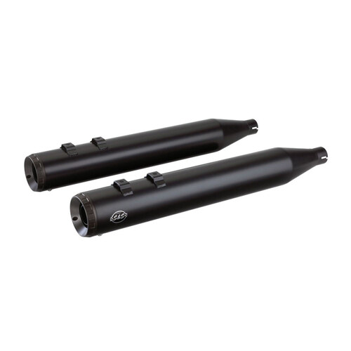 S&S Cycle SS550-0694 4" Grand National Slip-On Mufflers Black w/Black End Caps for Touring 17-Up