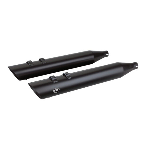 S&S Cycle SS550-0696 4" Grand National Slash Cut Slip-On Mufflers Black for Touring 17-Up