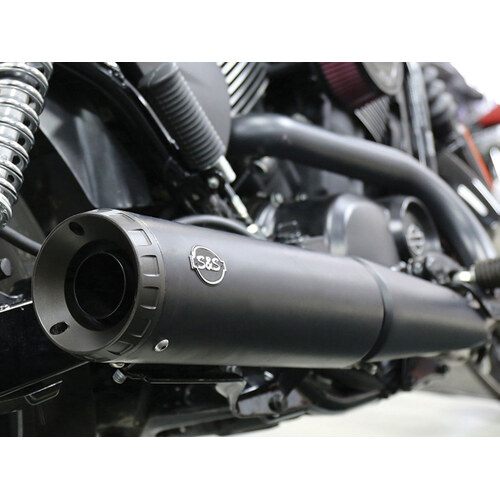 S&S Cycle SS550-0703 4" Grand National Slip-On Muffler Black w/Black End Cap for Street 15-Up
