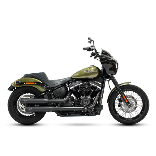 S&S Cycle SS550-0737 3-1/2" Grand National Slip-On Mufflers Black w/Black End Caps for Softail Models 18-Up/Standard 20-Up