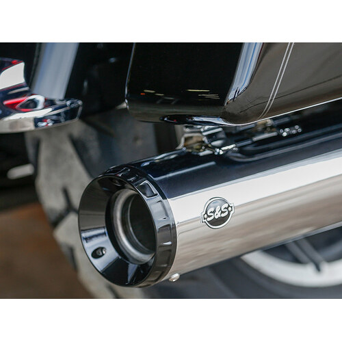 S&S Cycle SS550-0991 4.5" GNX Slip-On Mufflers Chrome w/Black End Caps for Touring 17-Up