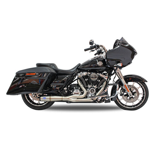 S&S Cycle SS550-1000 Diamondback 2-1 Exhaust Stainless w/Black End Cap for Touring 17-Up