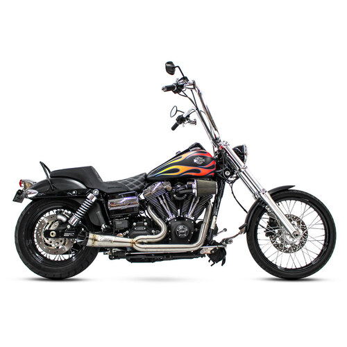 Two Brothers Racing TBR-005-5130199 Shorty Turnout 2-1 Exhaust System Stainless Steel w/Black End Cap for Dyna 06-17