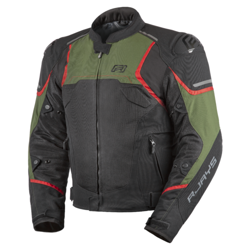 Rjays Pace Airflow Black/Military Green Textile Jacket [Size:SM]