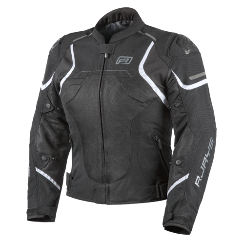 Rjays Pace Airflow Black/White Womens Textile Jacket [Size:6]