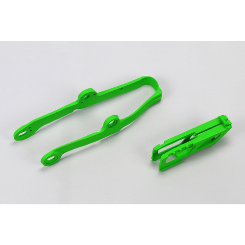 UFO Chain Guide & Swingarm Chain Slider Kit Green for Kawasaki KXF 250 09-16/KXF 450 09-15