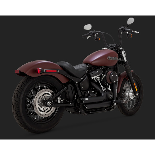 Vance & Hines V47333 Shortshots Staggered Exhaust Black for Softail Street Bob/Heritage 18-23 (Excludes Fatboy/Breakout)