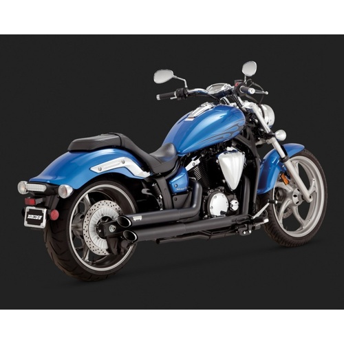 Vance & Hines V48501 Twin Slash Staggered Exhaust Black for Yamaha Stryker 1300 2011up