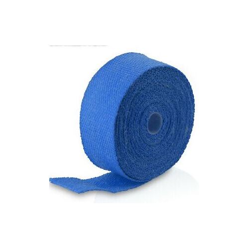 Exhaust Wrap Blue Heat Wrap 2" Wide x 30Ft (10m) Roll with 4 Locking Ties Universal Use