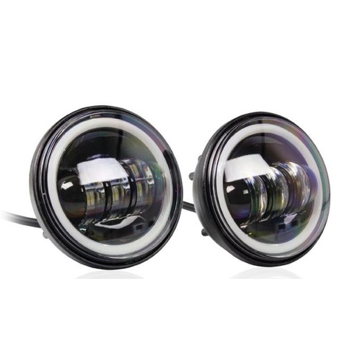 Passing Lights 30w 4.5" Halo Spot pair Black Suit all Harley Flt Touring & Flst Softail Models with Light Bar Fits Harley