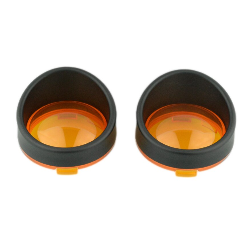 Twin Power Bullet Turn Signal Deuce Style Amber Lens with Black Bezel Custom Use