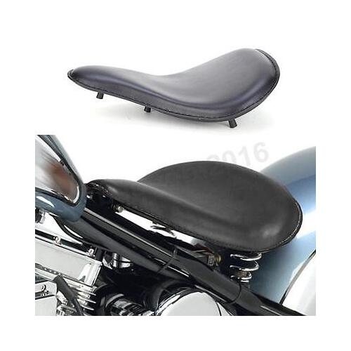 Twin Power Seat Combo Slim Small Size Black Leather Solo Seat and with Chrome Barrel Spring set
